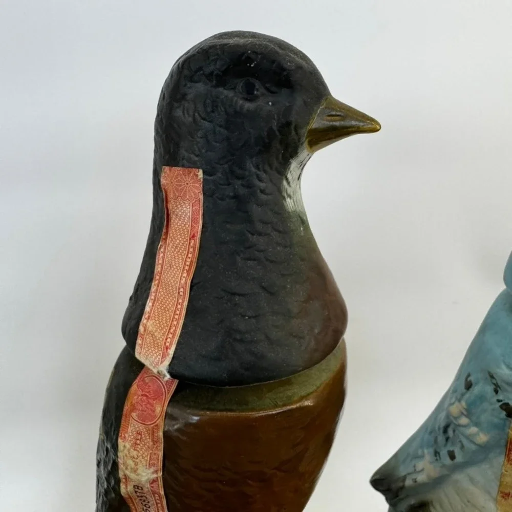 Vtg Jim Beam Set of 3 Ceramic Bird Decanter Bottles Bourbon Whiskey Collectible